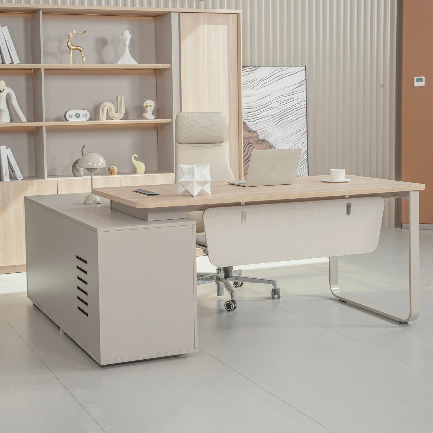 KELIAN Reversible Executive Desk with Return - 180cm - Oak