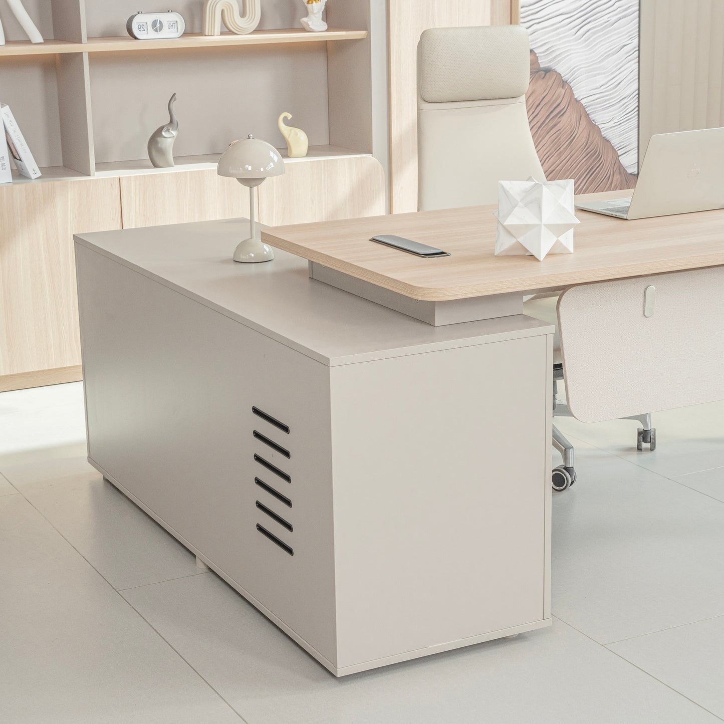 KELIAN Reversible Executive Desk with Return - 180cm - Oak