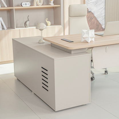 KELIAN Reversible Executive Desk with Return - 180cm - Oak