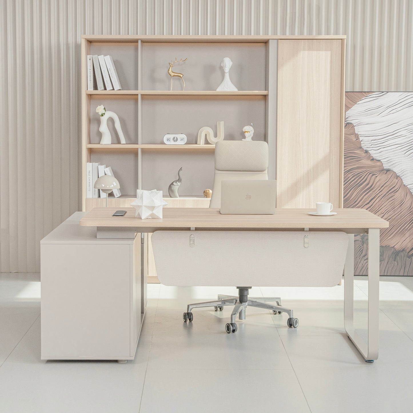 KELIAN Reversible Executive Desk with Return - 180cm - Oak