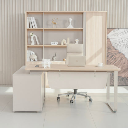 KELIAN Reversible Executive Desk with Return - 180cm - Oak