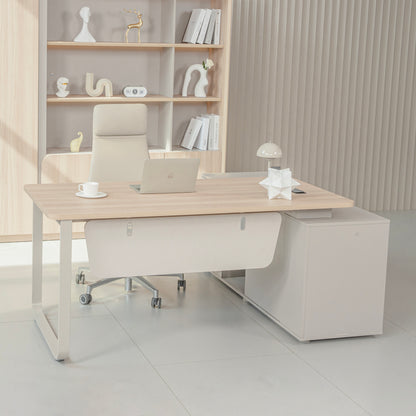 KELIAN Reversible Executive Desk with Return - 180cm - Oak