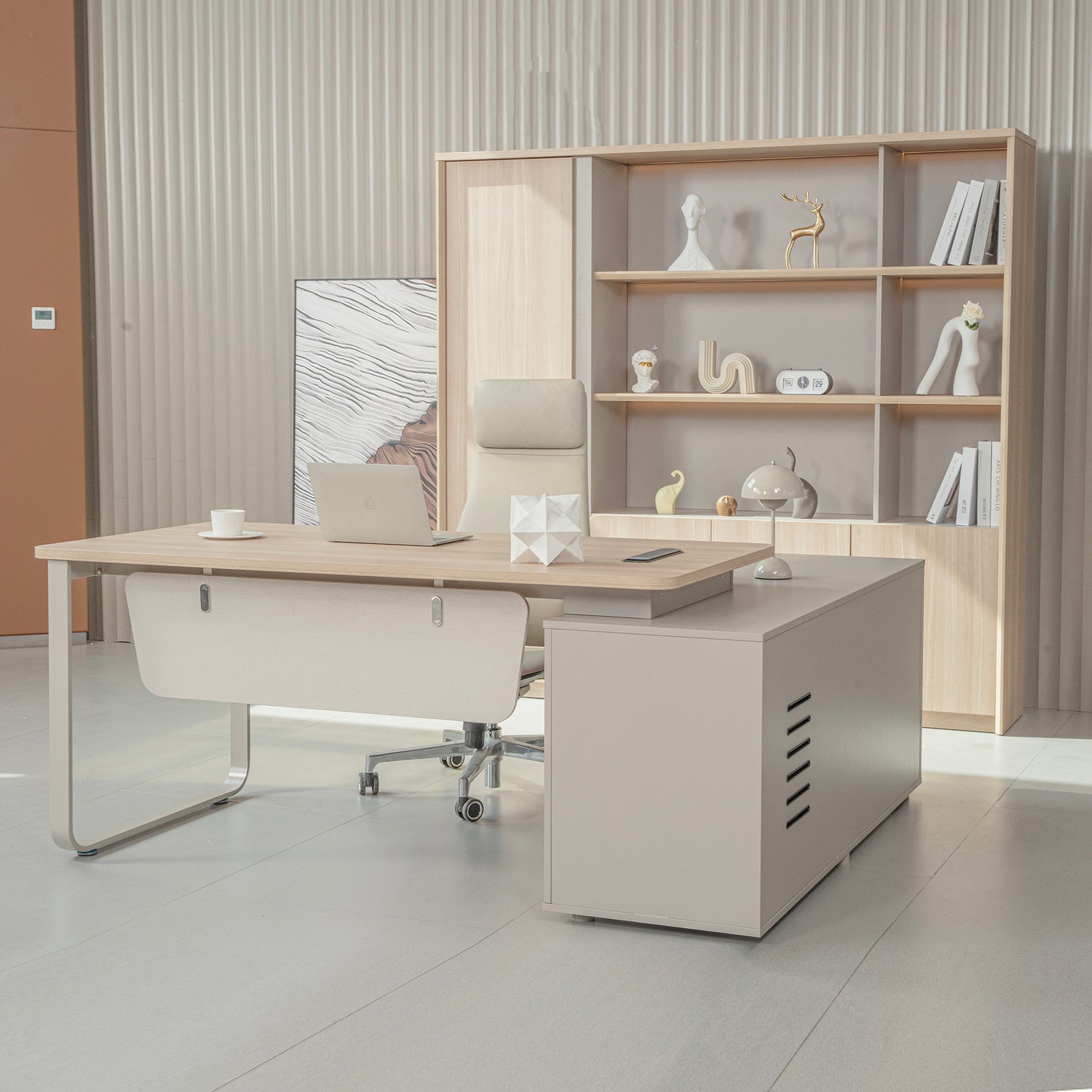 KELIAN Reversible Executive Desk with Return - 180cm - Oak