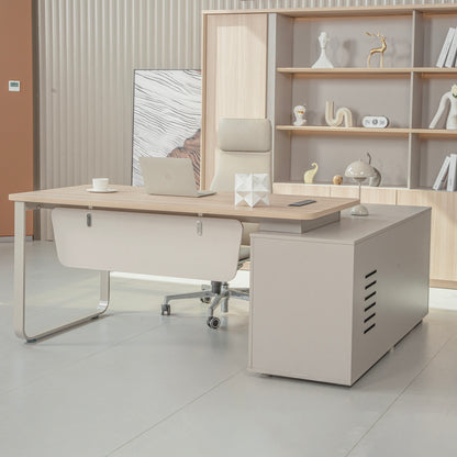 KELIAN Reversible Executive Desk with Return - 180cm - Oak