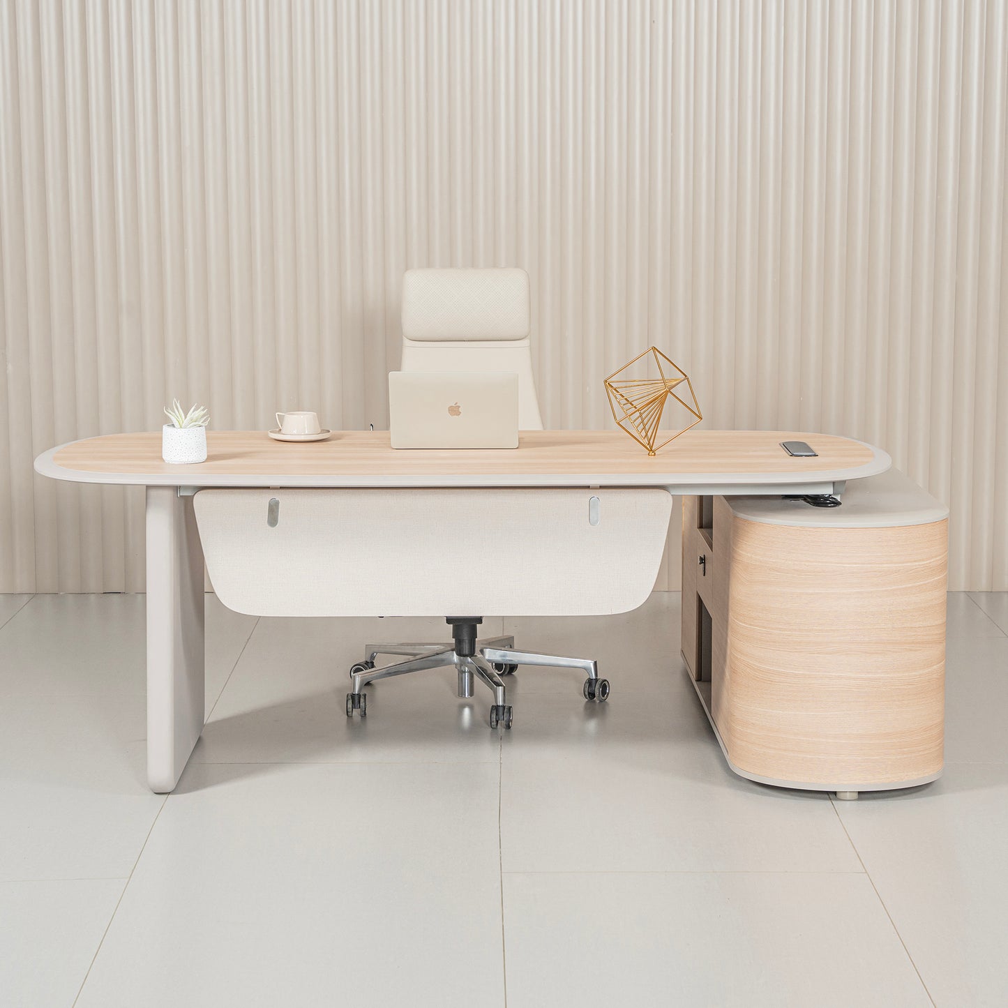 KELIAN  Reversible Executive Desk with Return 200-220cm - Oak