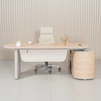 KELIAN  Reversible Executive Desk with Return 200-220cm - Oak