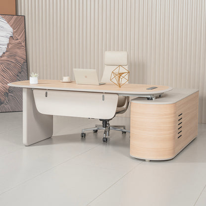 KELIAN  Reversible Executive Desk with Return 200-220cm - Oak