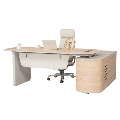 KELIAN  Reversible Executive Desk with Return 200-220cm - Oak