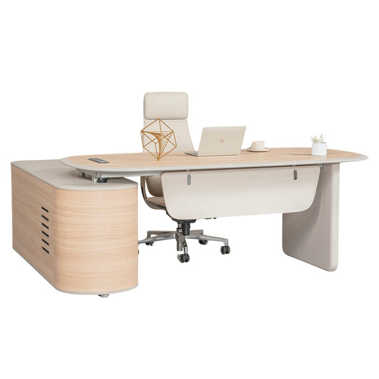 KELIAN  Reversible Executive Desk with Return 160-180cm - Oak