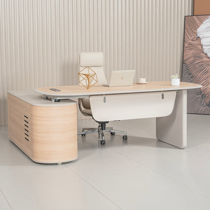 KELIAN  Reversible Executive Desk with Return 160-180cm - Oak