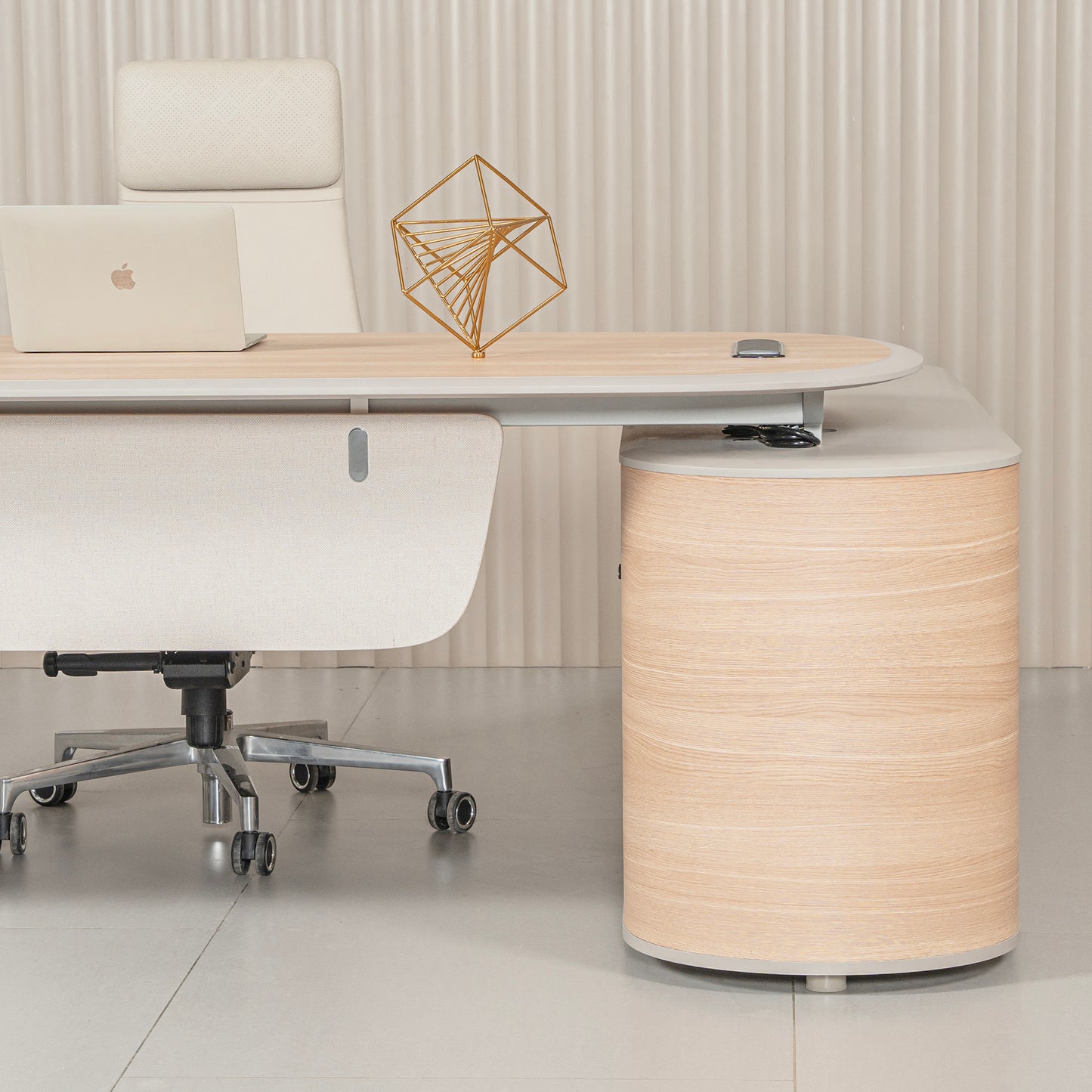 KELIAN  Reversible Executive Desk with Return 200-220cm - Oak