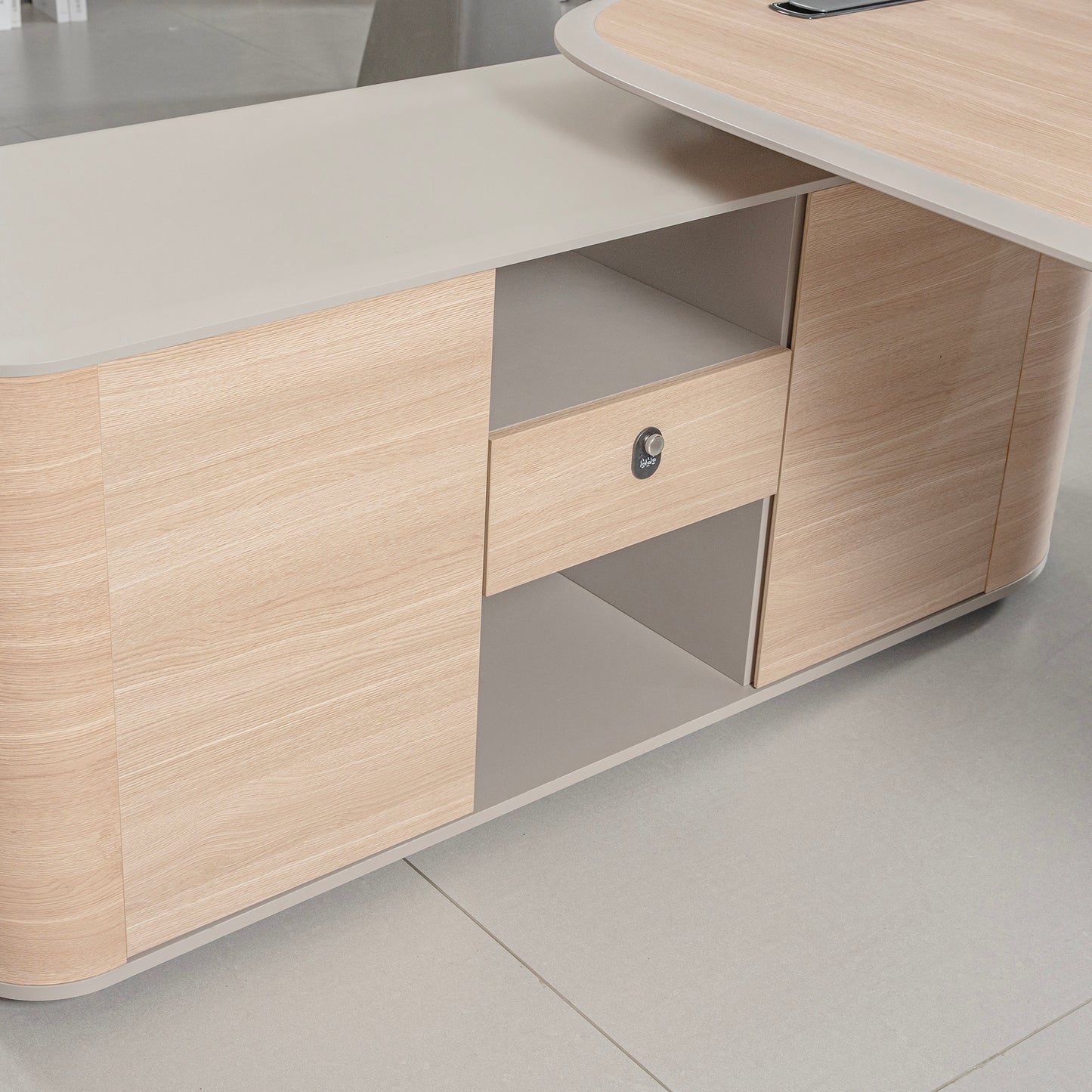 KELIAN  Reversible Executive Desk with Return 200-220cm - Oak