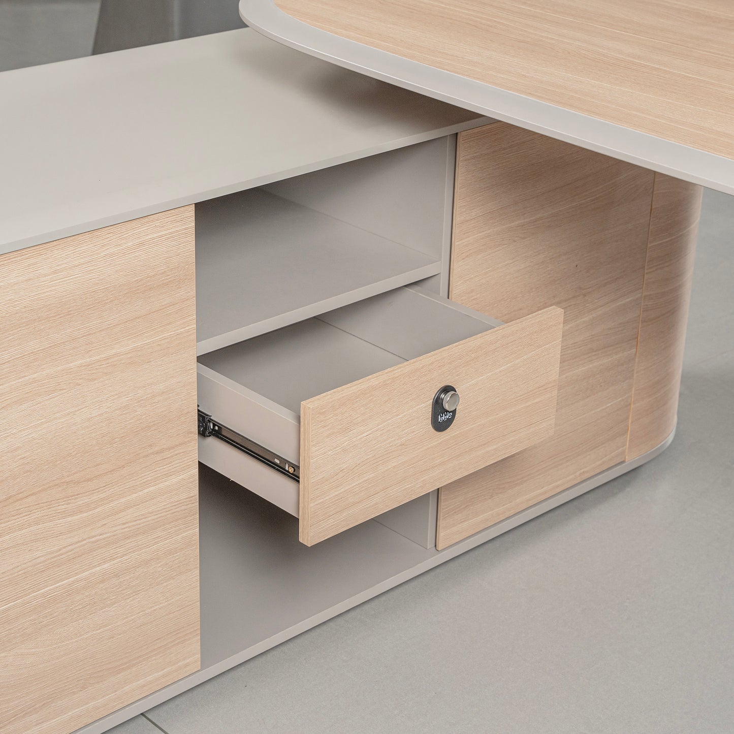 KELIAN  Reversible Executive Desk with Return 160-180cm - Oak