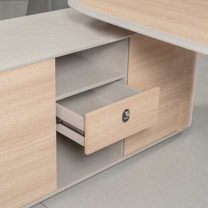 KELIAN  Reversible Executive Desk with Return 160-180cm - Oak