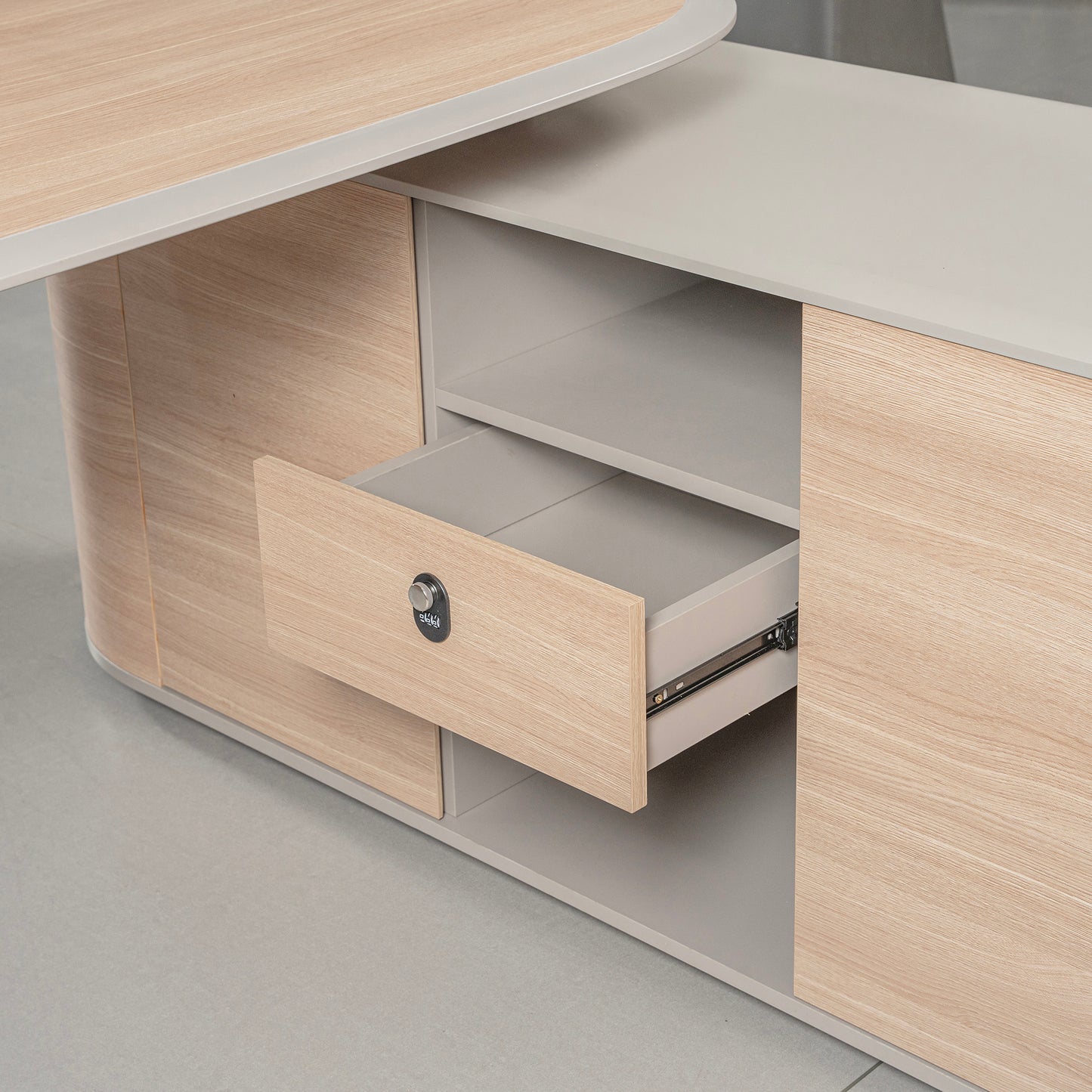 KELIAN  Reversible Executive Desk with Return 200-220cm - Oak