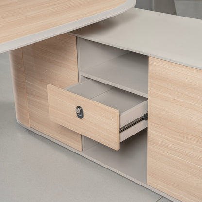 KELIAN  Reversible Executive Desk with Return 200-220cm - Oak