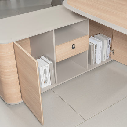 KELIAN  Reversible Executive Desk with Return 160-180cm - Oak
