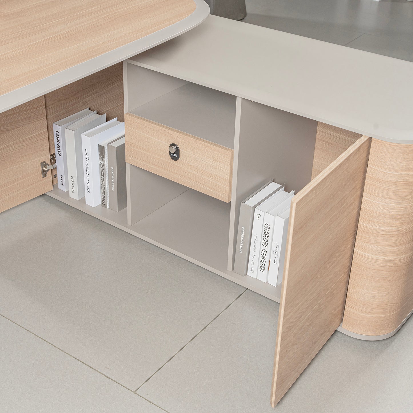 KELIAN  Reversible Executive Desk with Return 200-220cm - Oak