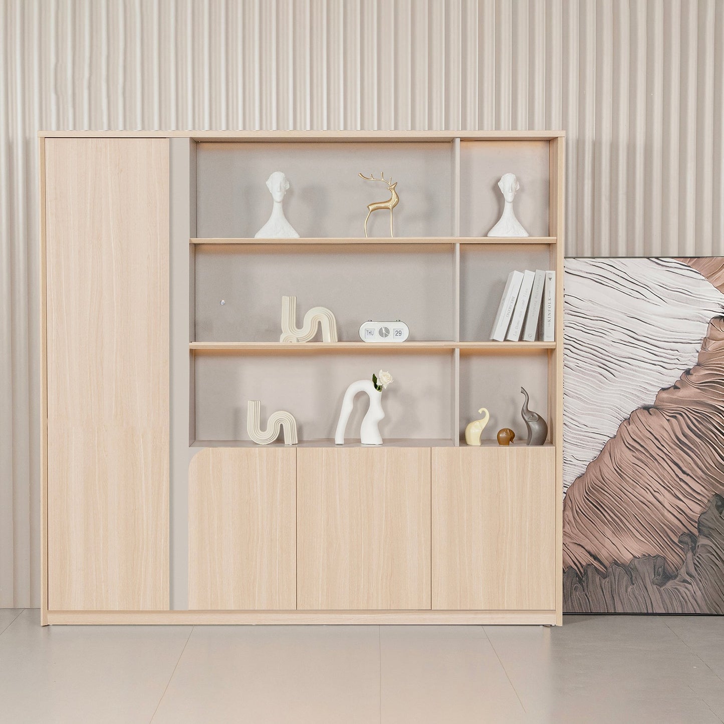 KELIAN  Display Wall Unit 200cm - Oak