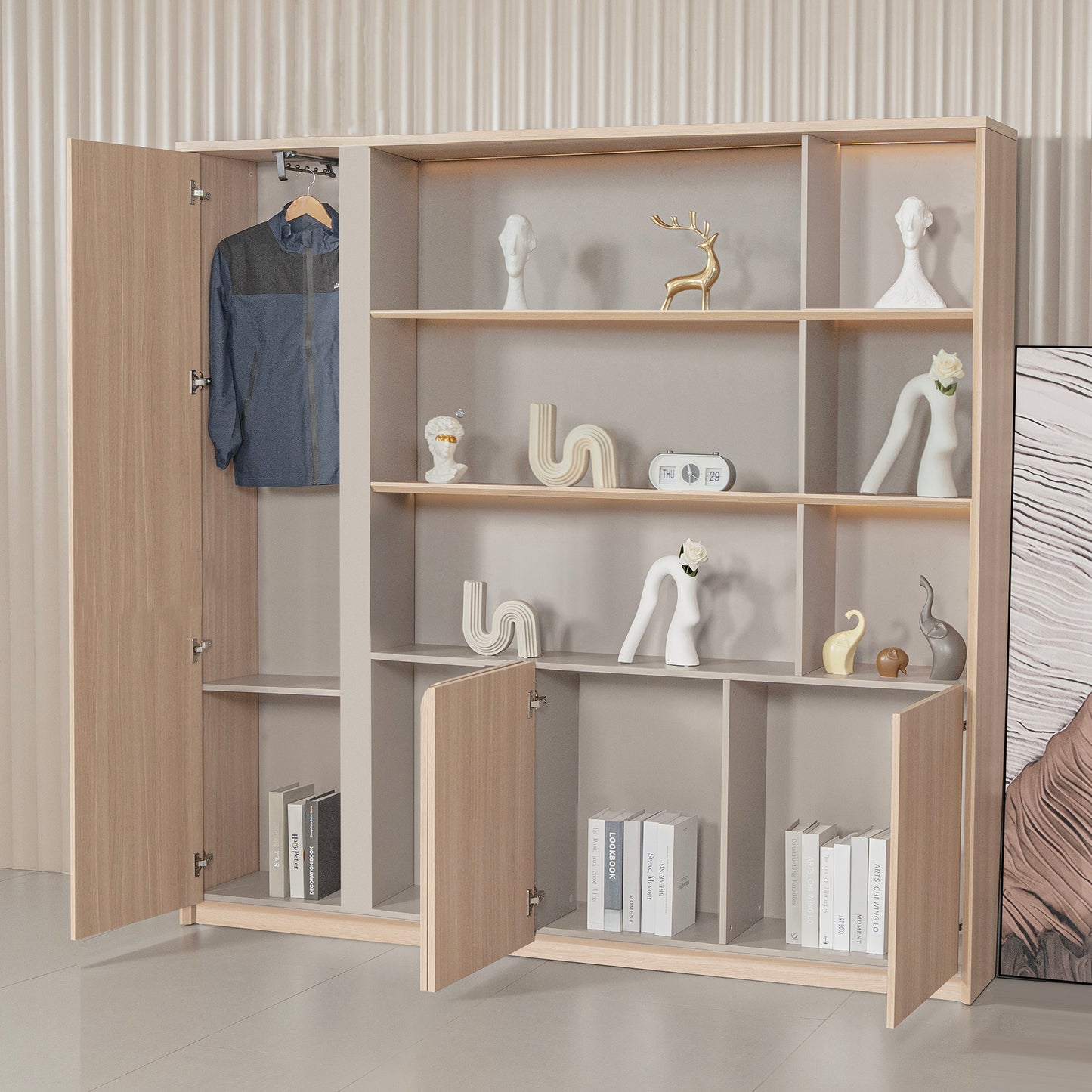 KELIAN  Display Wall Unit 200cm - Oak