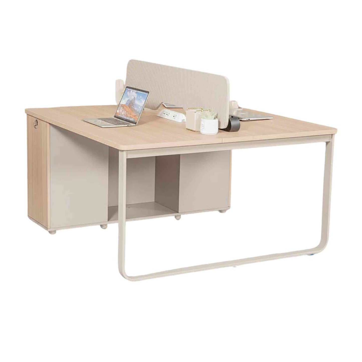 KELSEY 2-Person Back-to-Back Workstation with No Return 140cm – Oak