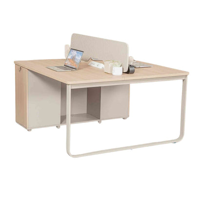 KELSEY 2-Person Back-to-Back Workstation with No Return 140cm – Oak