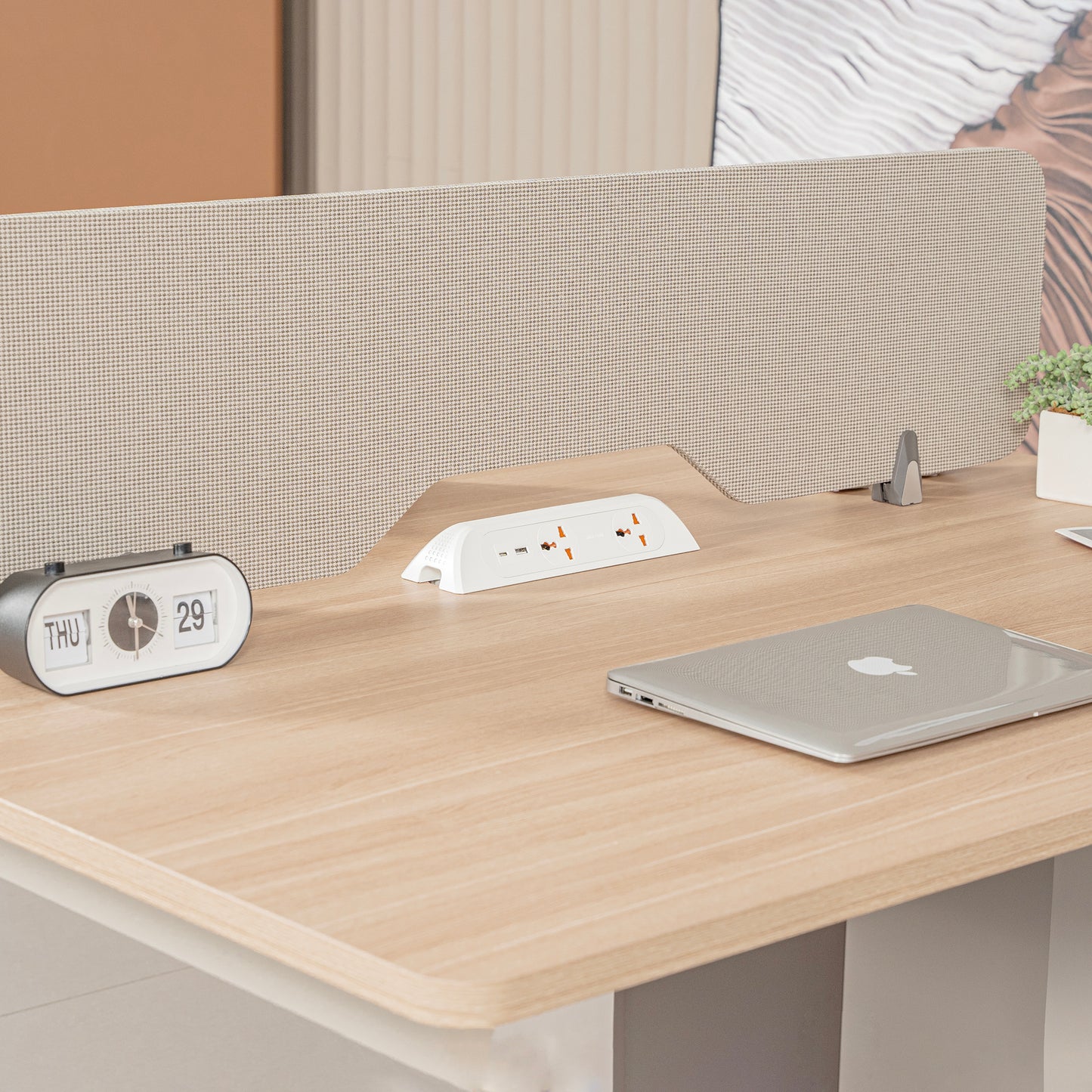 KELSEY 2-Person Back-to-Back Workstation with No Return 140cm – Oak