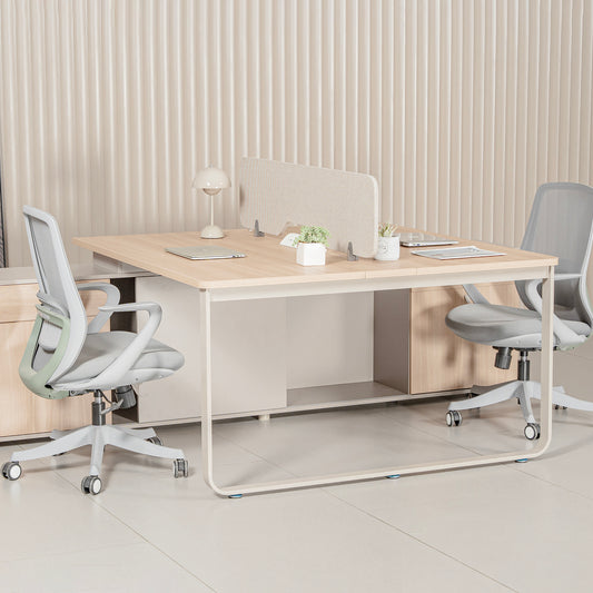 KELSEY 2-Person Back-to-Back Workstation 140x200cm - Oak