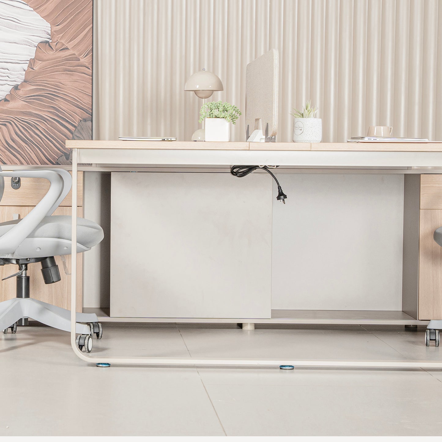 KELSEY 2-Person Back-to-Back Workstation 140x200cm - Oak