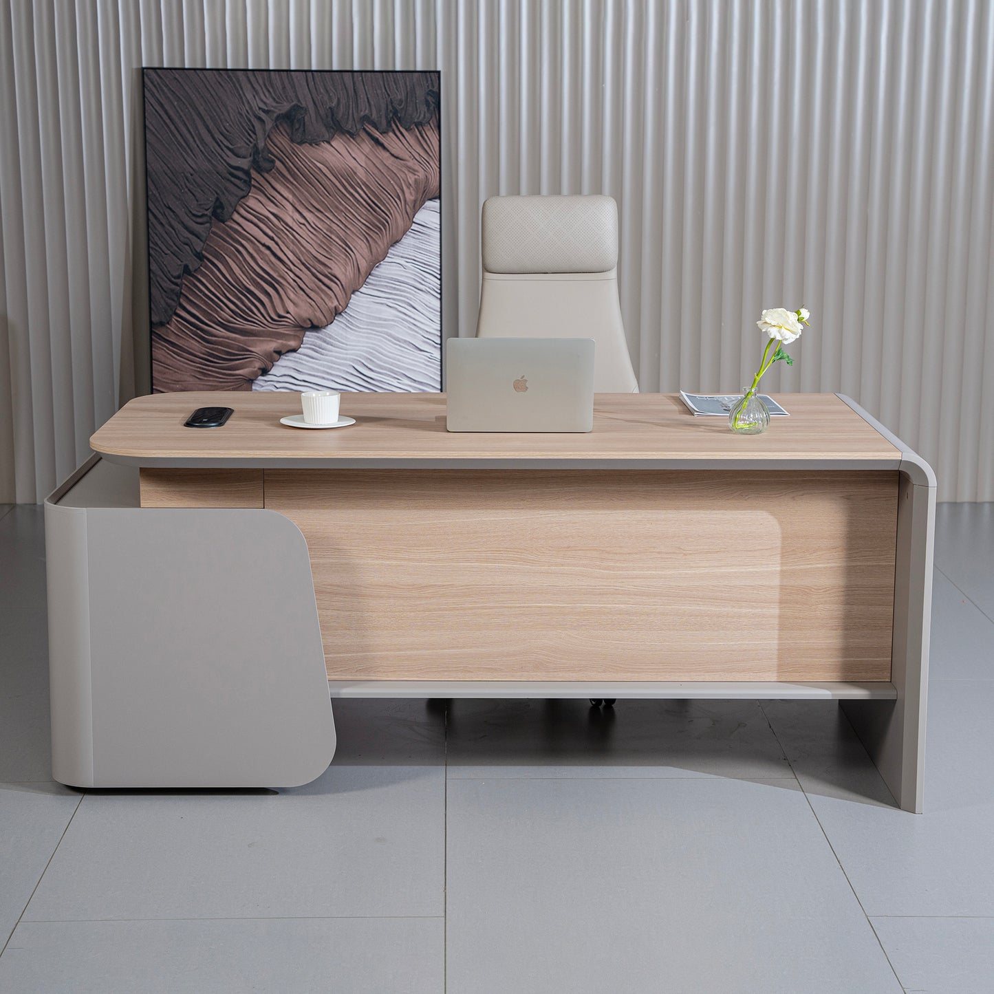 WESLEY Executive Desk Left Return 180cm - Oak