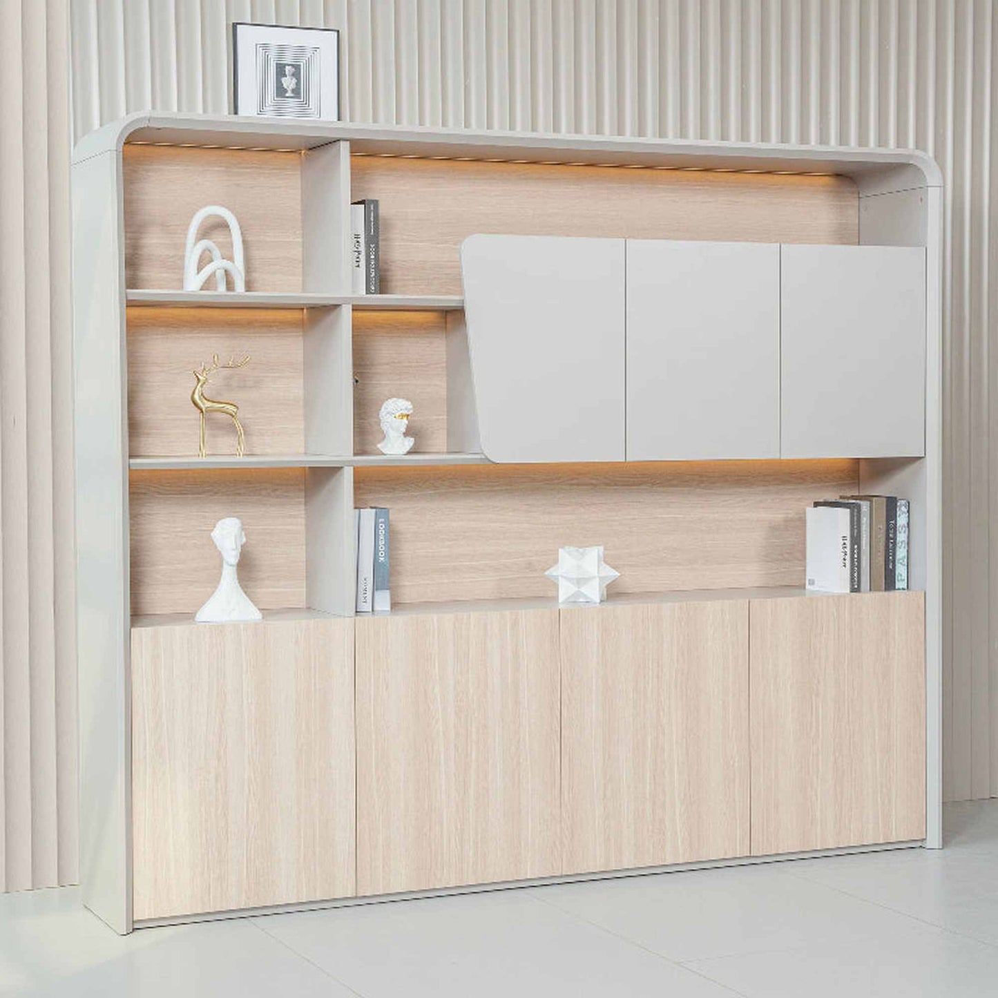 SEVANI Display Wall Unit - 240cm - Oak