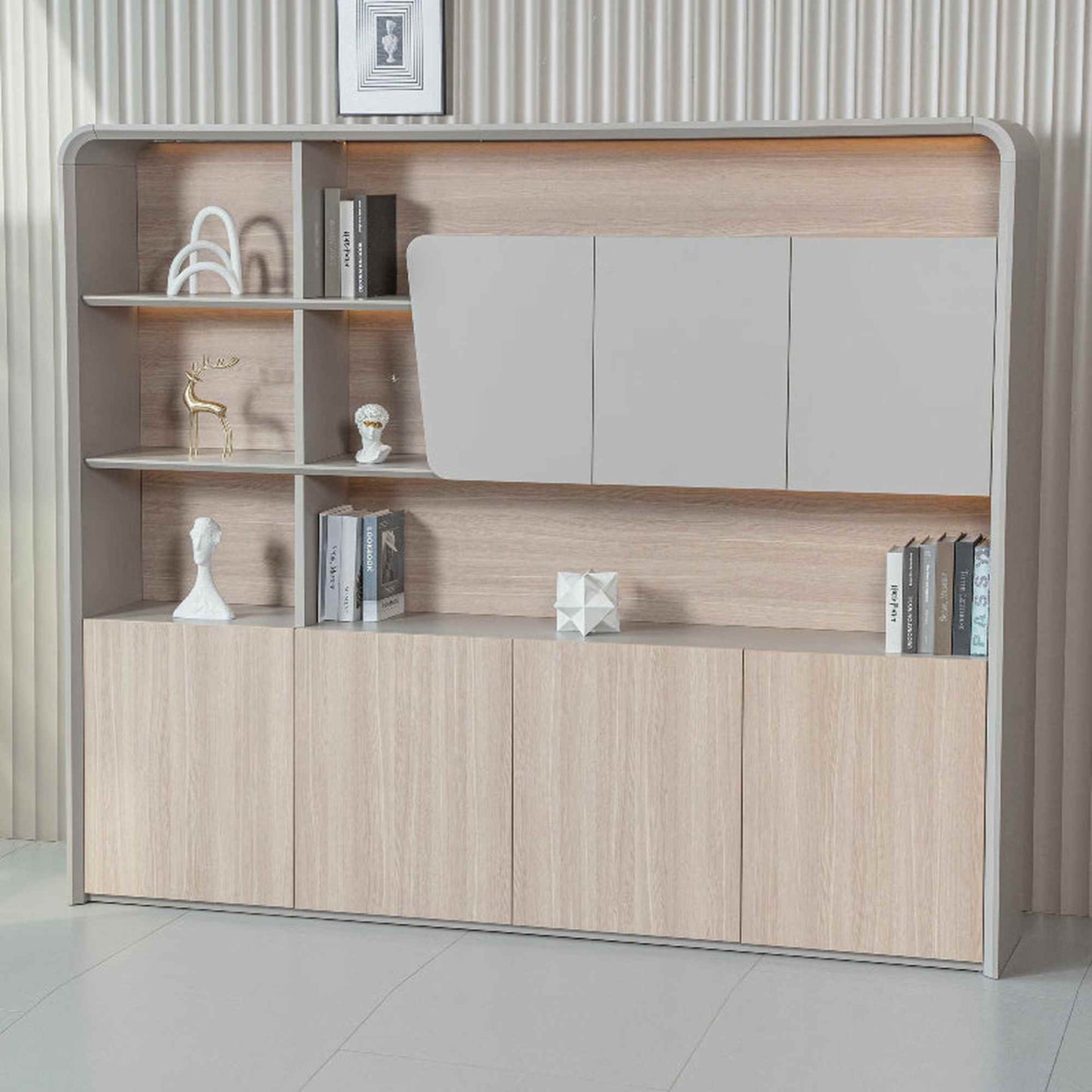 SEVANI Display Wall Unit - 240cm - Oak