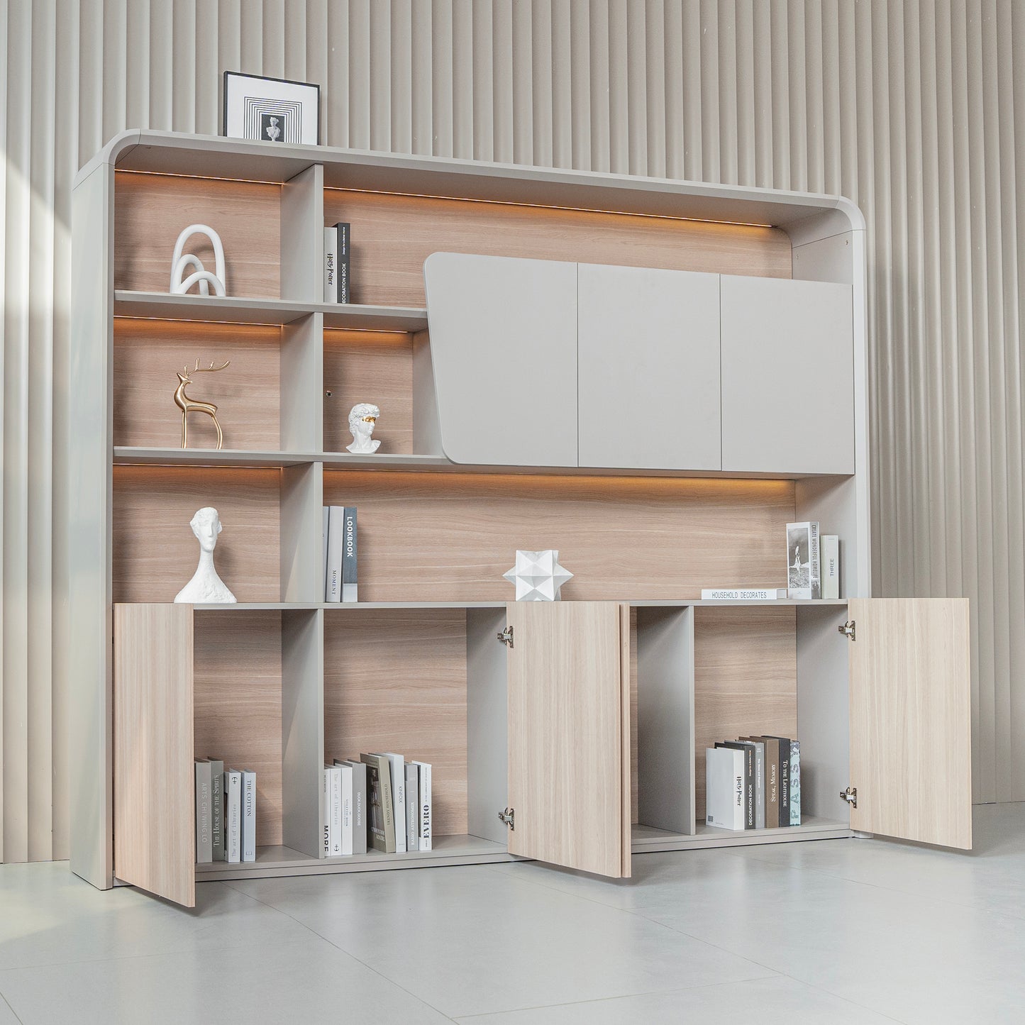 SEVANI Display Wall Unit - 240cm - Oak