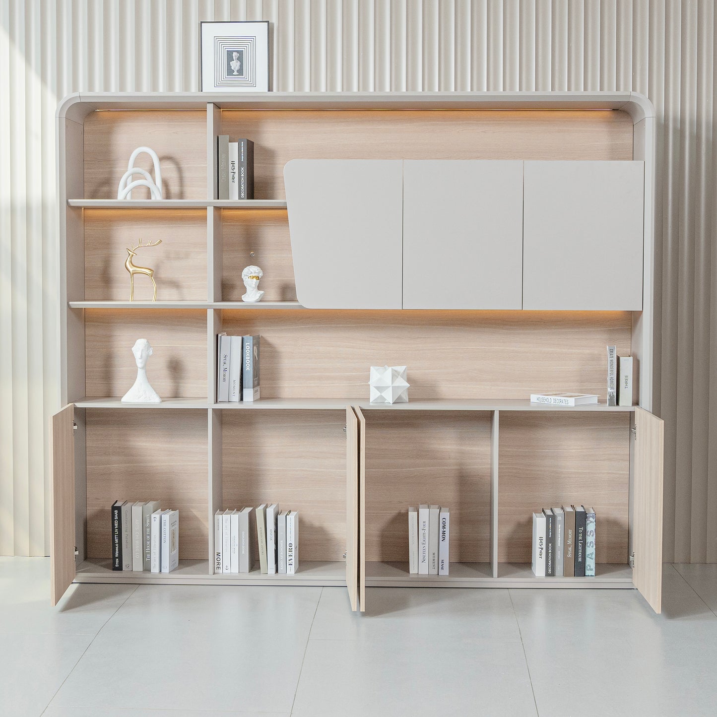 SEVANI Display Wall Unit - 240cm - Oak