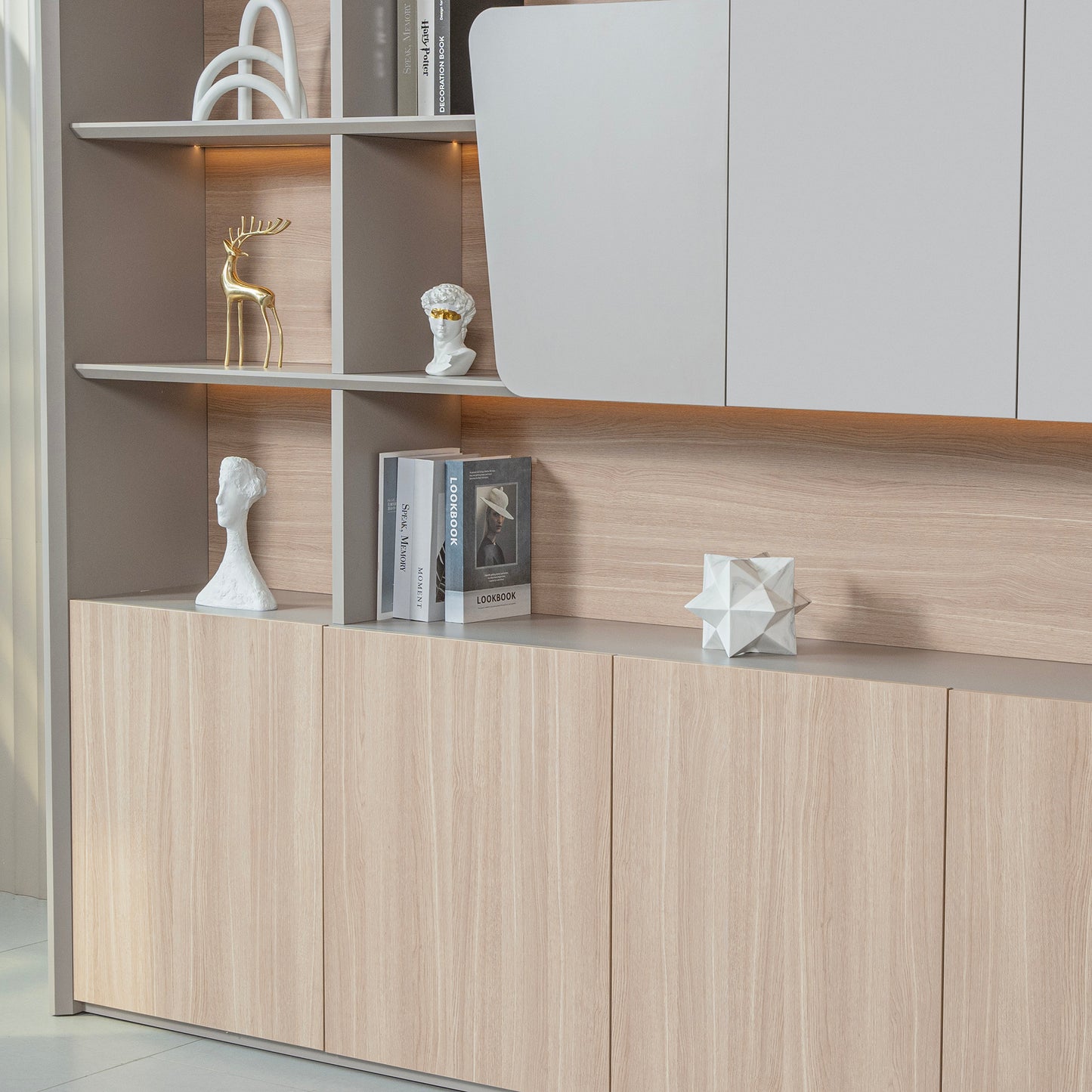 SEVANI Display Wall Unit - 240cm - Oak