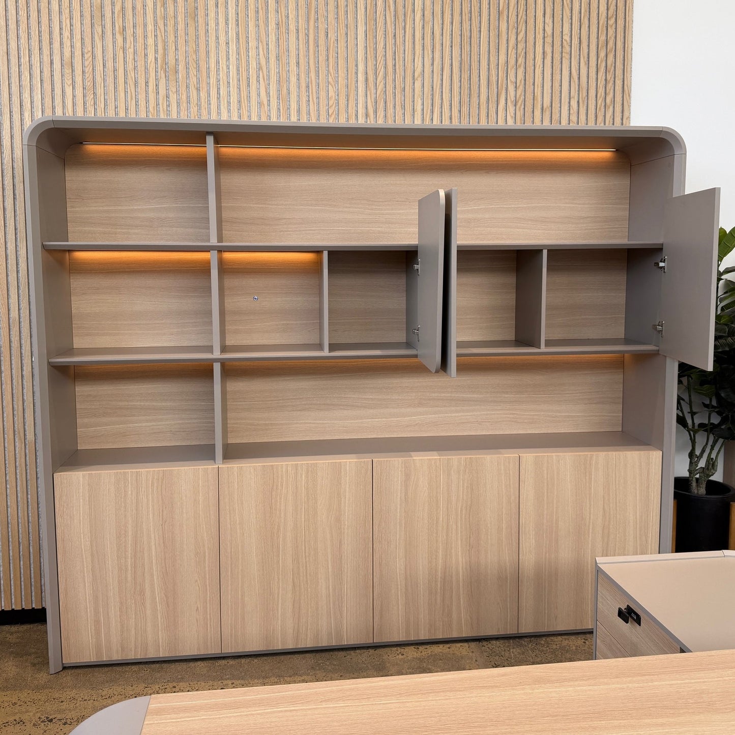 SEVANI Display Wall Unit - 240cm - Oak