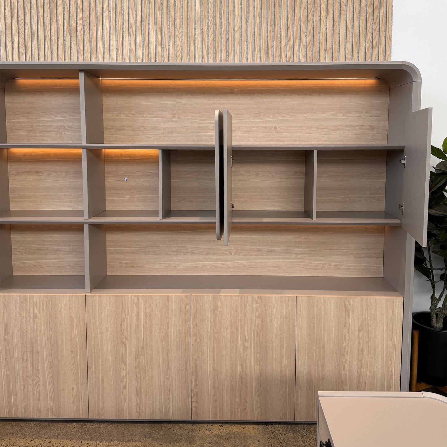 SEVANI Display Wall Unit - 240cm - Oak