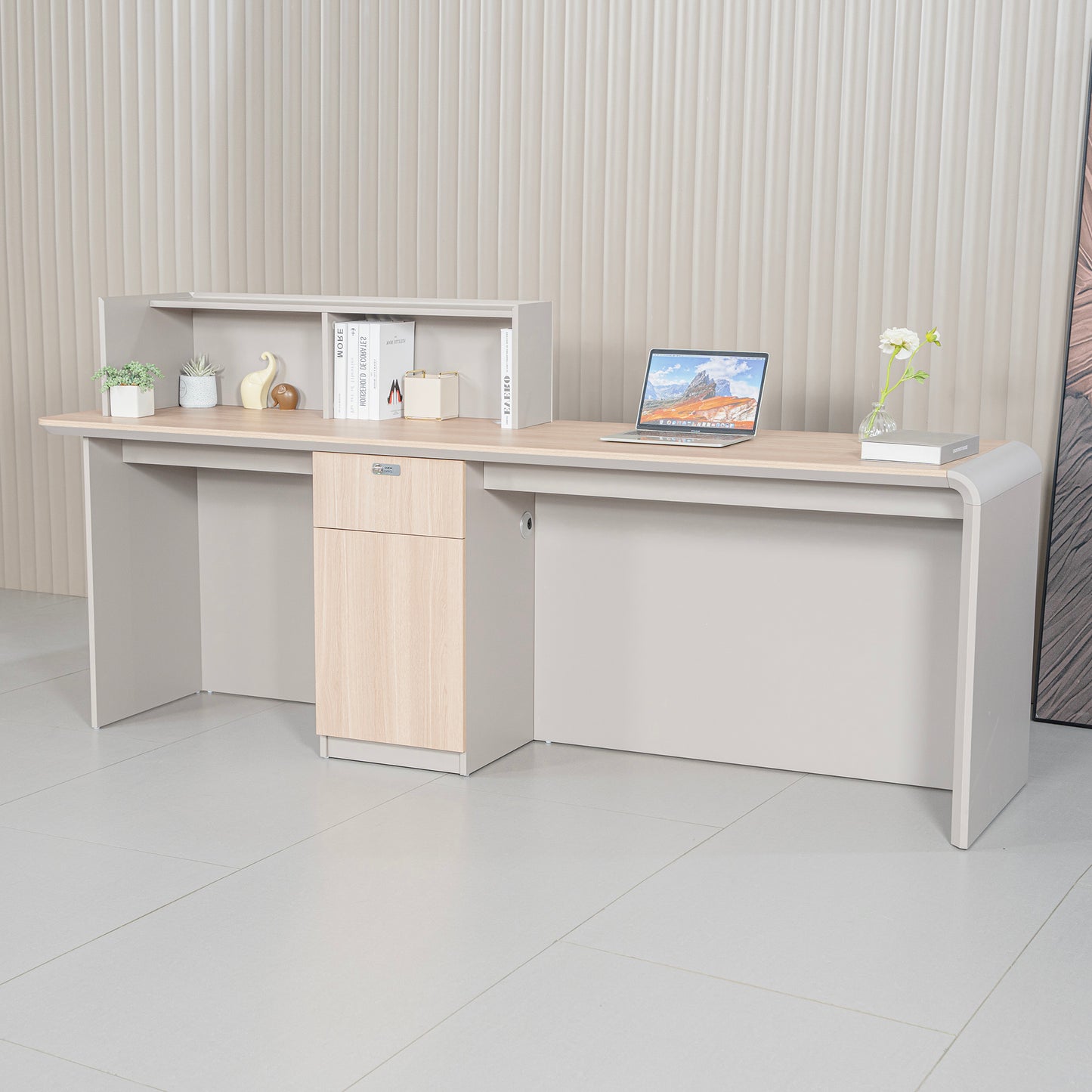SEVANI  Reception Desk 240cm - Left Counter - Oak