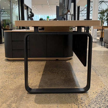 VENTURA 220-240cm Reversible Executive Desk - Left or Right Return - Oak & Black