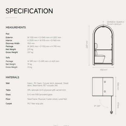 DUKE Single Seater Acoustic Office Silent Booth Pod - Aqua