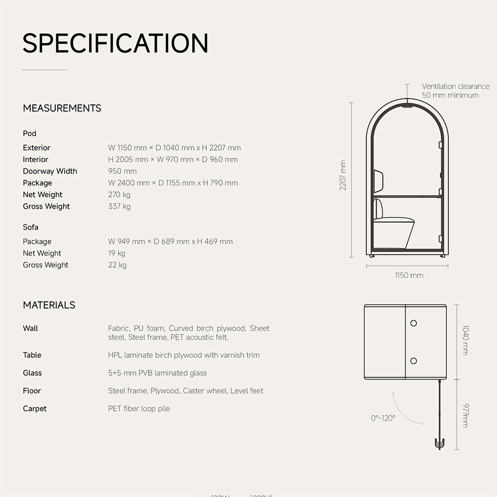 DUKE Single Seater Acoustic Office Silent Booth Pod - Blue