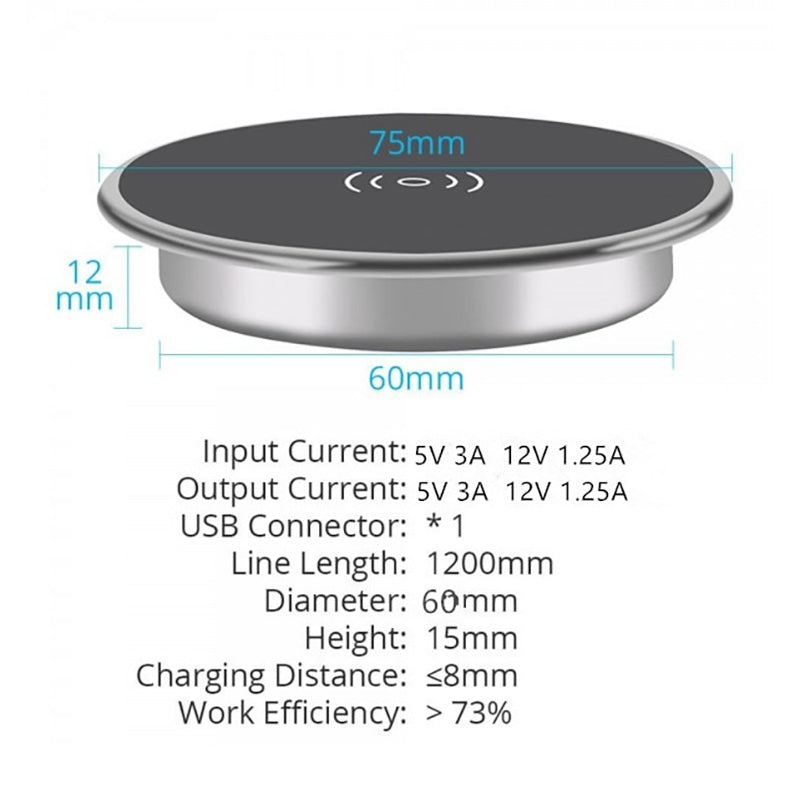 In Desk Wireless Charging Dock 7cm