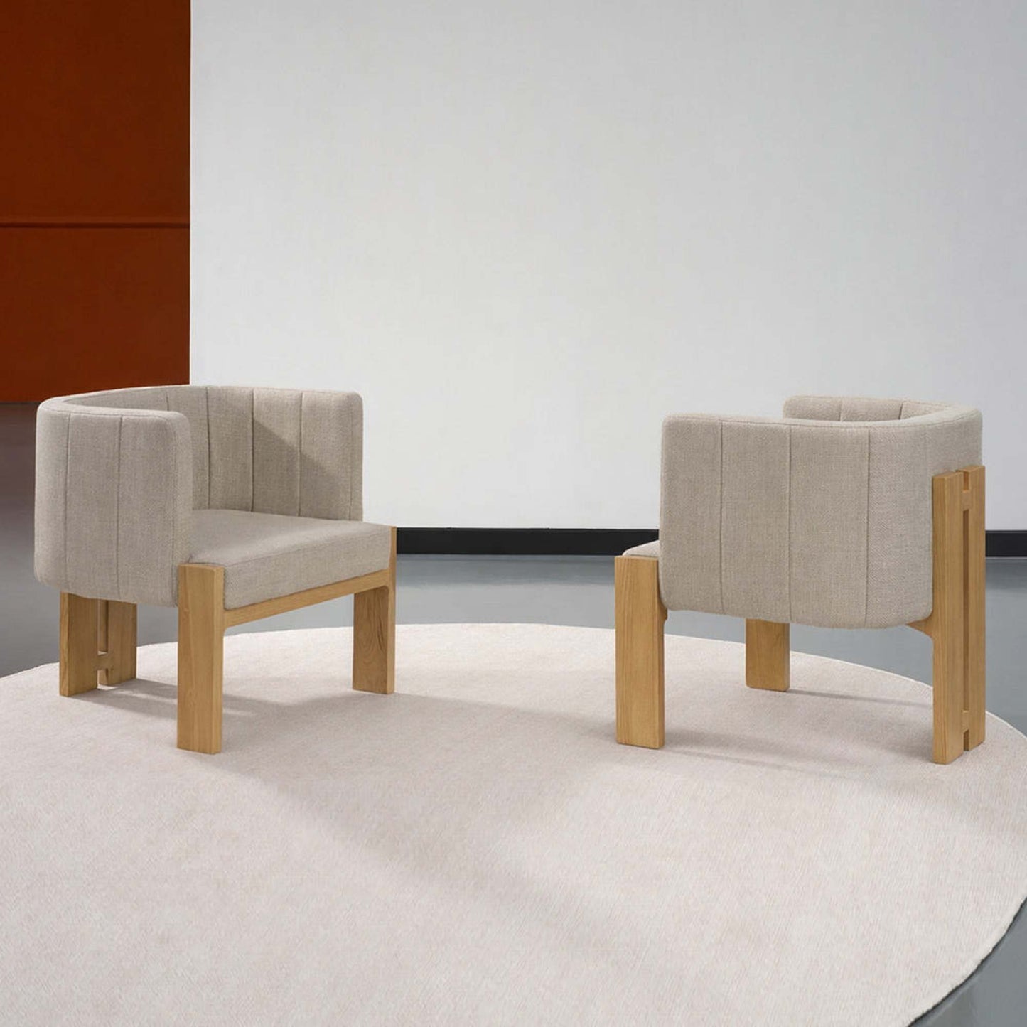 TANAKA Dining Arm Chair - Cream & Oak