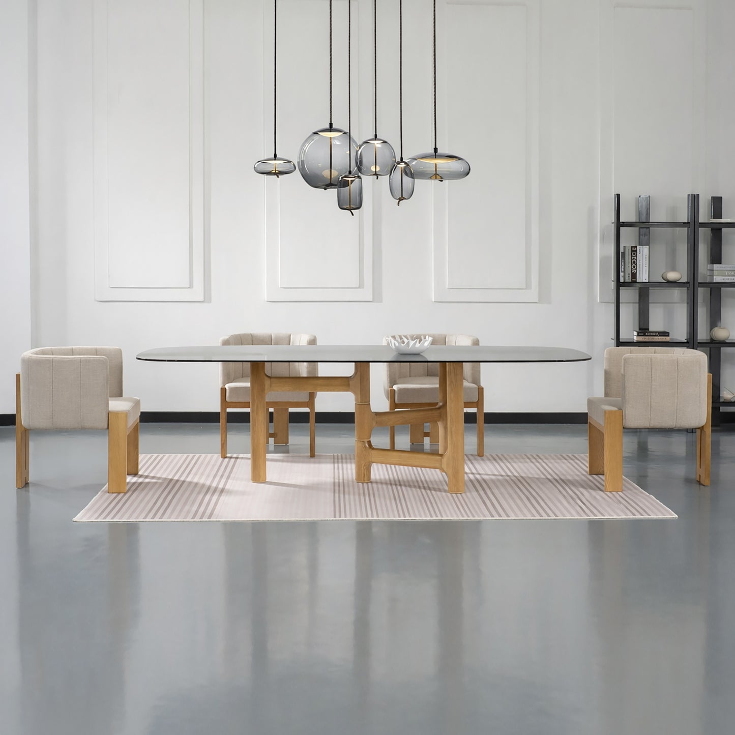 TANAKA Dining Arm Chair - Cream & Oak