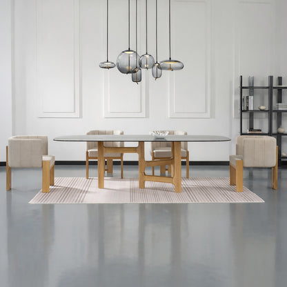 TANAKA Dining Arm Chair - Cream & Oak