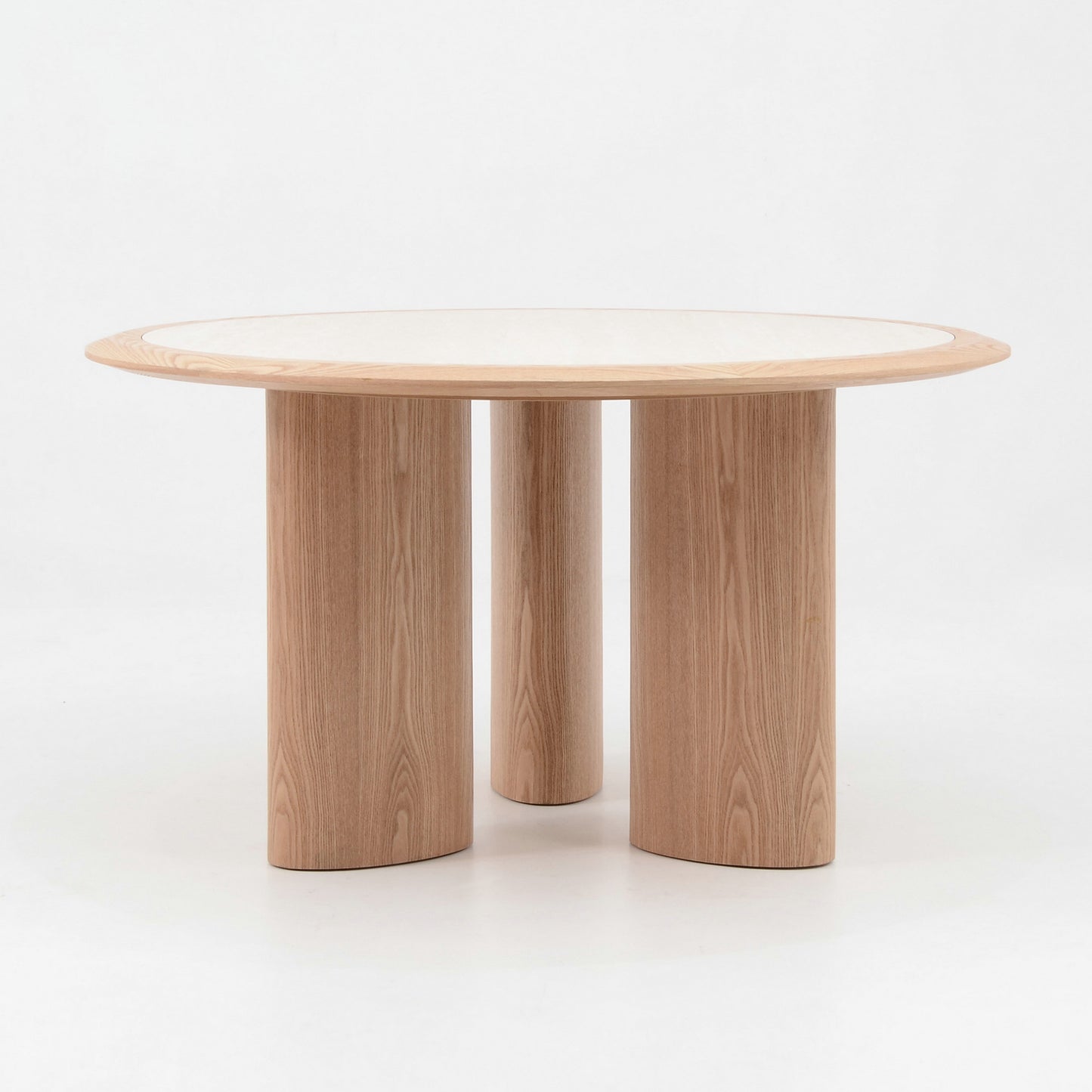 LAYSON Dining Table 136cm - Travertine & Natural