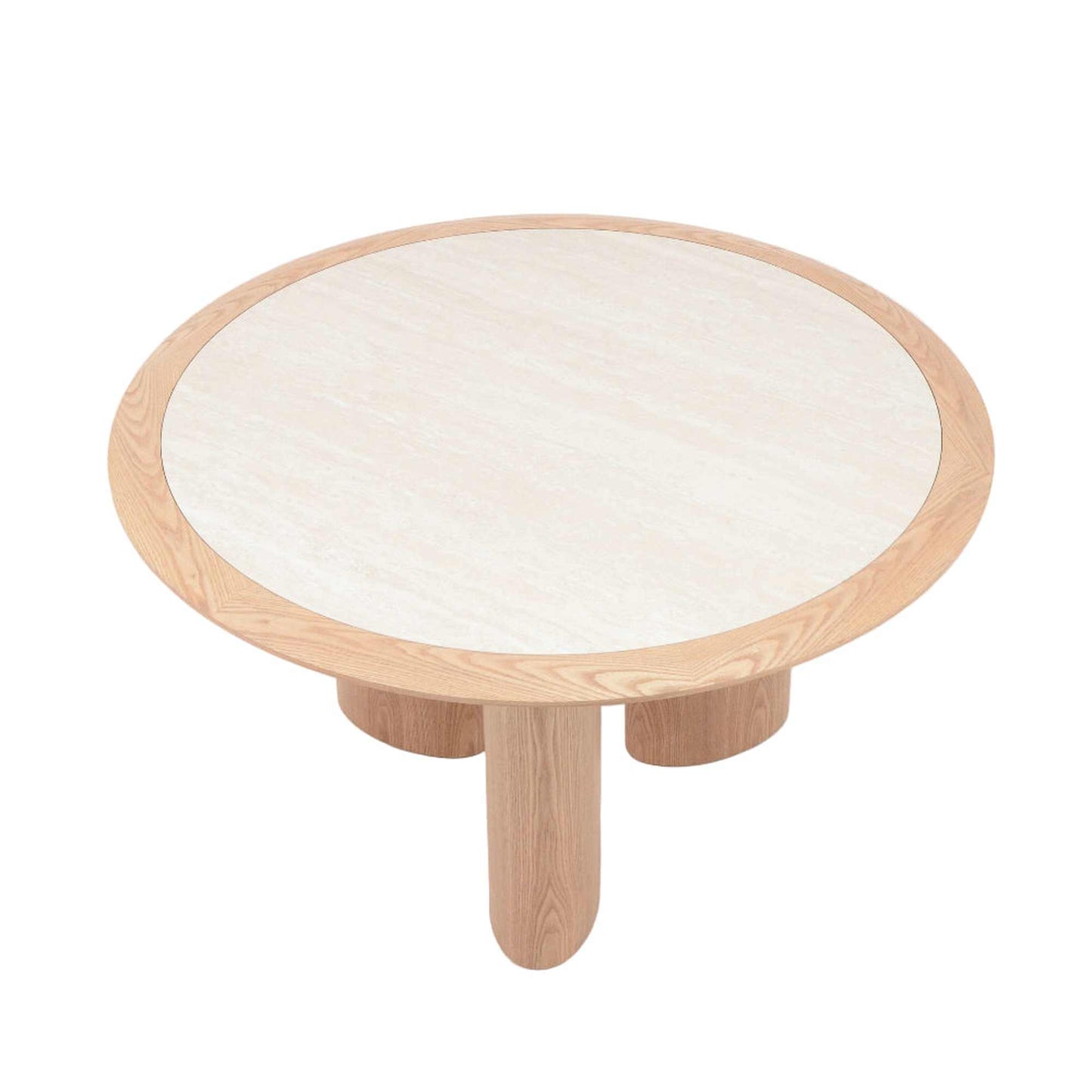 LAYSON Dining Table 136cm - Travertine & Natural