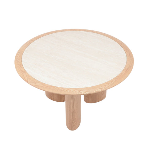 LAYSON Dining Table 136cm - White & Natural