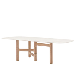 ZANDY Dining Table 250cm - White & Natural