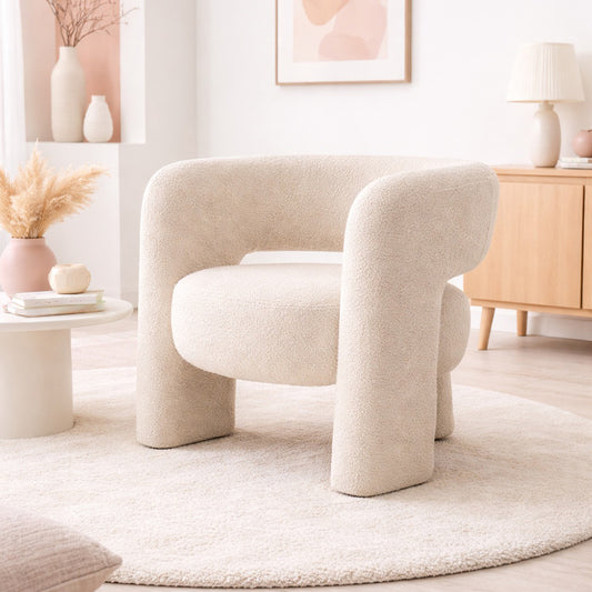 ROMEO Lounge Arm Chair - Beige Boucle
